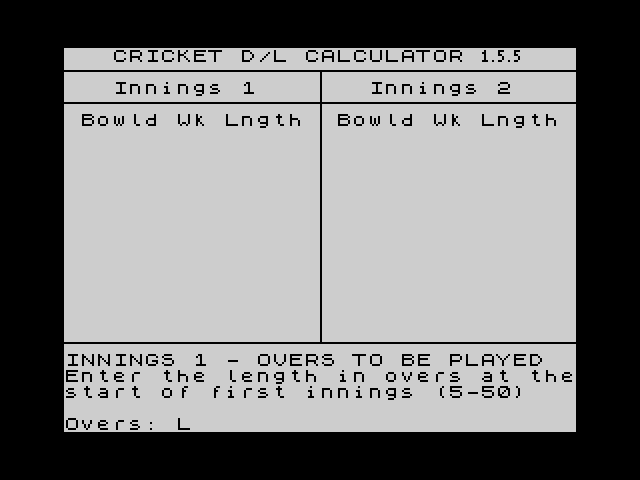 Cricket Duckworth-Lewis Calculator image, screenshot or loading screen