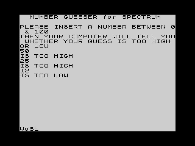 Number Guesser for Spectrum image, screenshot or loading screen