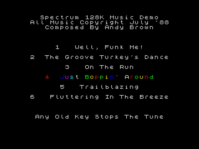 Spectrum 128K Music Demo image, screenshot or loading screen