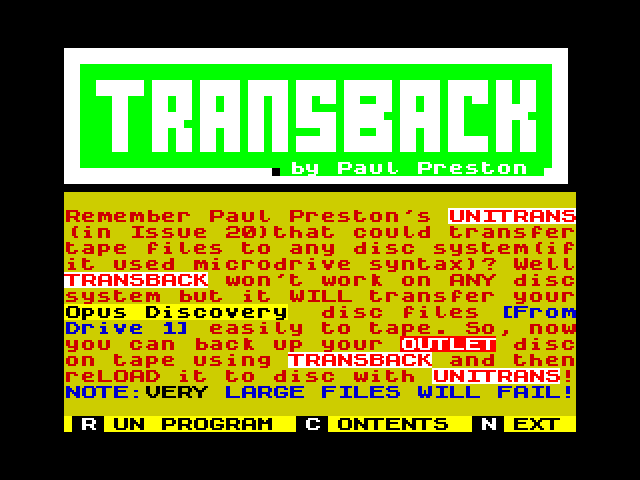 Transback image, screenshot or loading screen