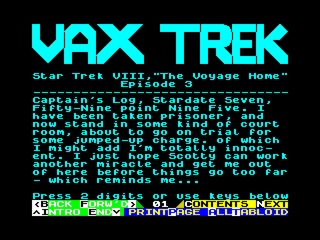 Vax Trek VIII, 