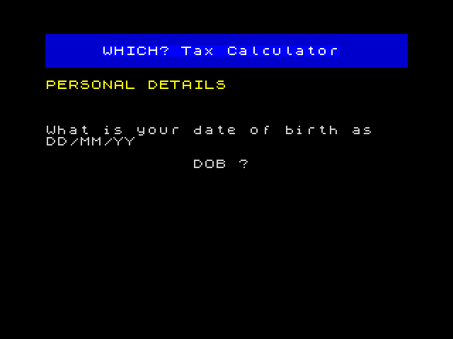 Which? Taxcalc 1984-85 image, screenshot or loading screen