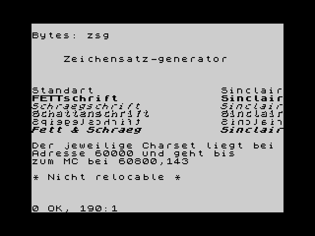 Zeichensatz-Generator image, screenshot or loading screen