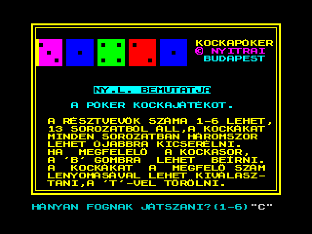 Kockapoker image, screenshot or loading screen