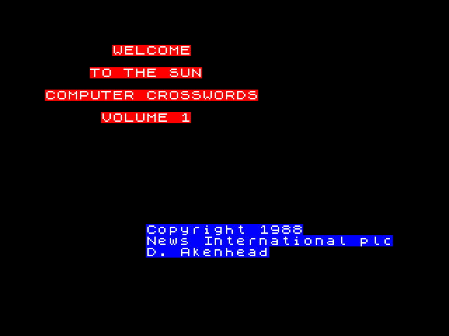 The Sun Computer Crosswords Volume 1 image, screenshot or loading screen