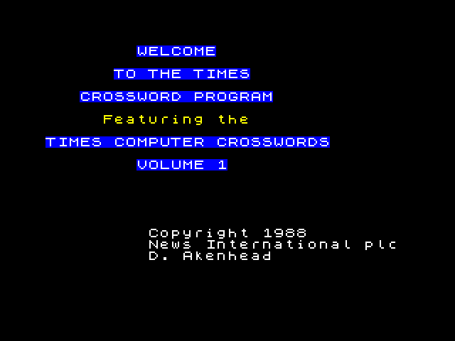 The Times Computer Crosswords Volume 1 image, screenshot or loading screen