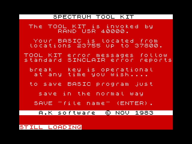 ZX Toolkit image, screenshot or loading screen