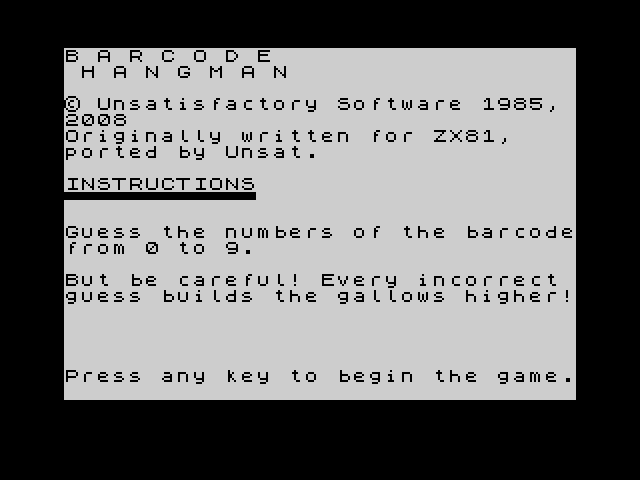 [CSSCGC] Barcode Hangman image, screenshot or loading screen