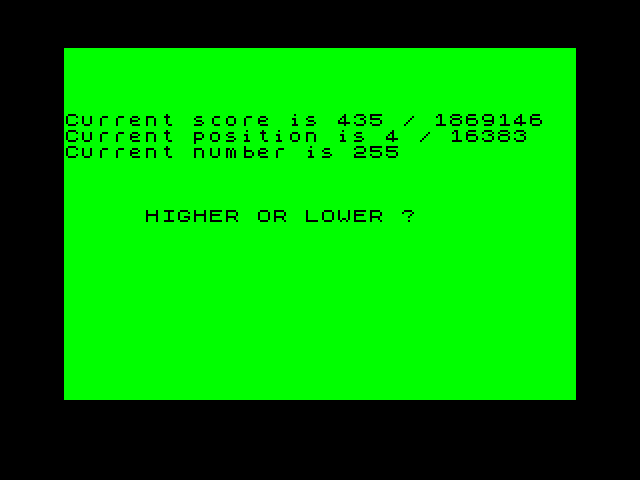 Mega-Hi-Lo (Z80 rom Edition) image, screenshot or loading screen