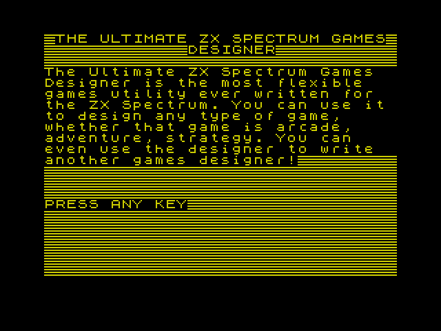 Ultimate ZX Spectrum Games Designer image, screenshot or loading screen