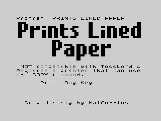 [CSSCGC] PRINTs LINEd PAPER image, screenshot or loading screen