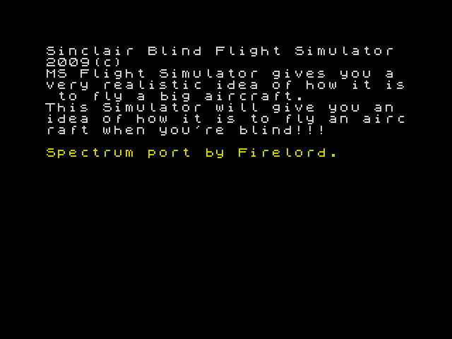 Sinclair Blind Flight Simulator image, screenshot or loading screen