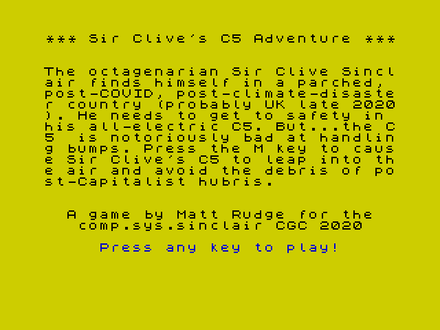 [CSSCGC] Sir Clive's C5 Adventure image, screenshot or loading screen