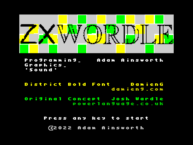 ZX-Wordle image, screenshot or loading screen