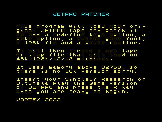 Jetpac Patcher image, screenshot or loading screen