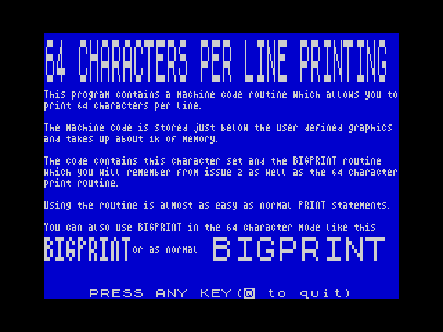 64 Characters Per Line Printing image, screenshot or loading screen
