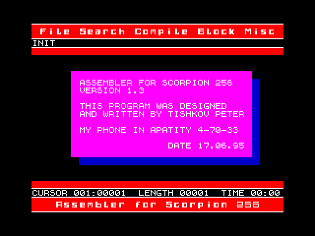 Assembler for Scorpion 256 image, screenshot or loading screen