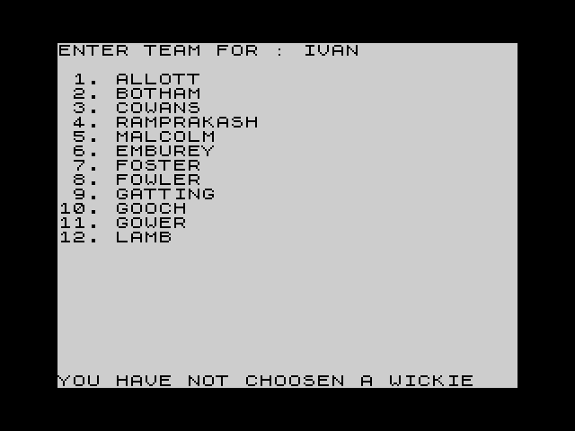 Cricket Player Data Cassette 1991 image, screenshot or loading screen