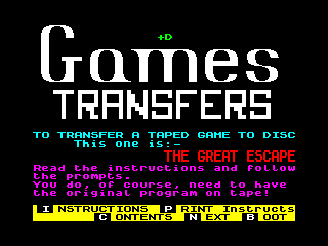 Games Transfer: The Great Escape image, screenshot or loading screen