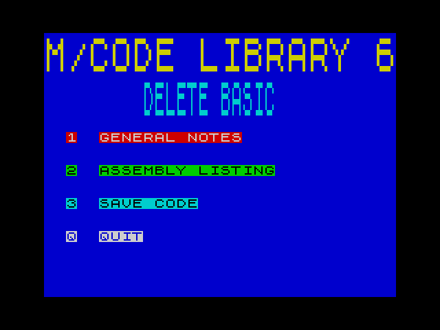 M/Code Library 6: Delete BASIC image, screenshot or loading screen