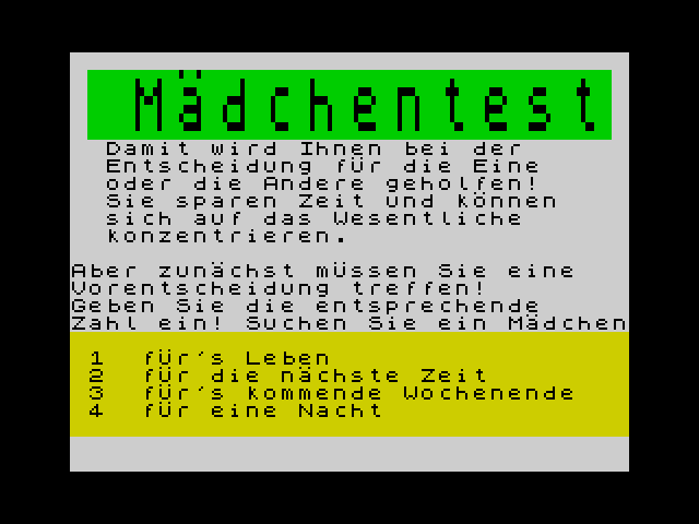 Maedchentest image, screenshot or loading screen