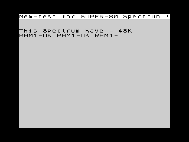 Mem-Test for Super-80 Spectrum image, screenshot or loading screen