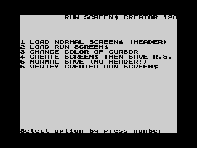 RUN SCREEN$ Creator image, screenshot or loading screen