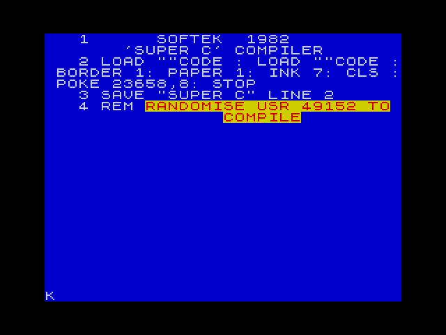 Softek 'Super C' Compiler image, screenshot or loading screen