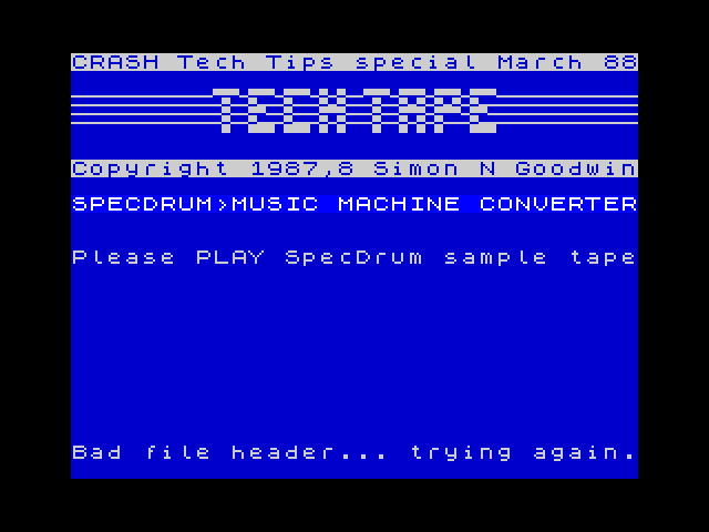 SpecDrum>Music Machine Convertor image, screenshot or loading screen