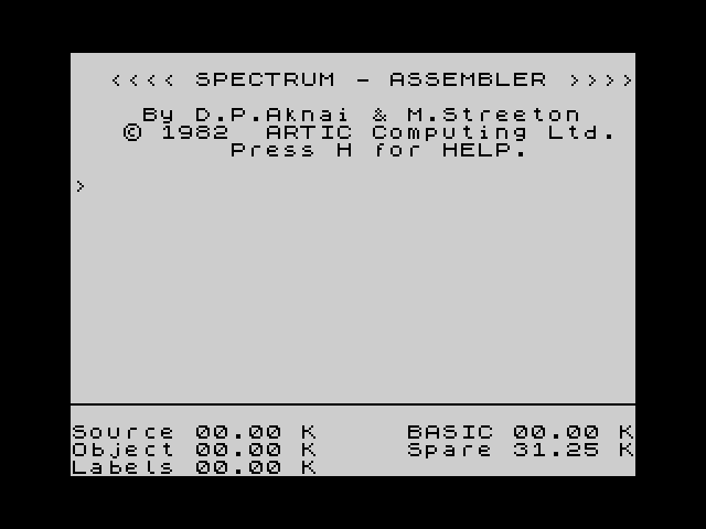 Spectrum Assembler image, screenshot or loading screen
