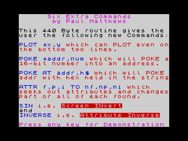 Spectrum Extended BASIC image, screenshot or loading screen