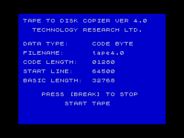 Tape to Disk Copier image, screenshot or loading screen