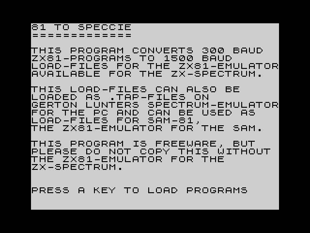 ZX81-Emulator image, screenshot or loading screen