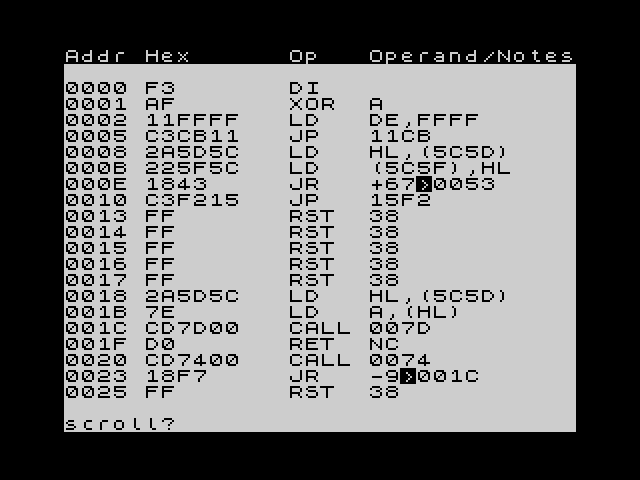 ZX Spectrum Disassembler image, screenshot or loading screen