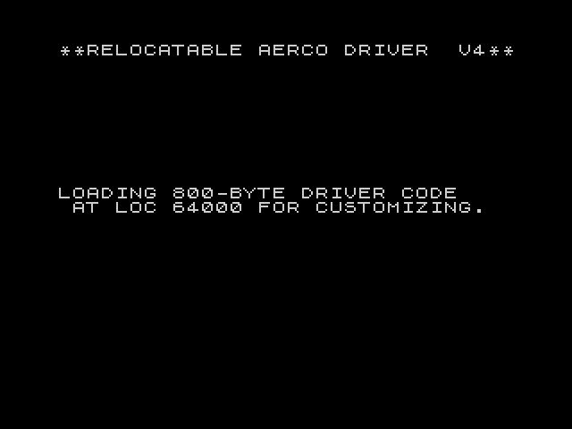 Relocatable AERCO Centronics Print Driver image, screenshot or loading screen