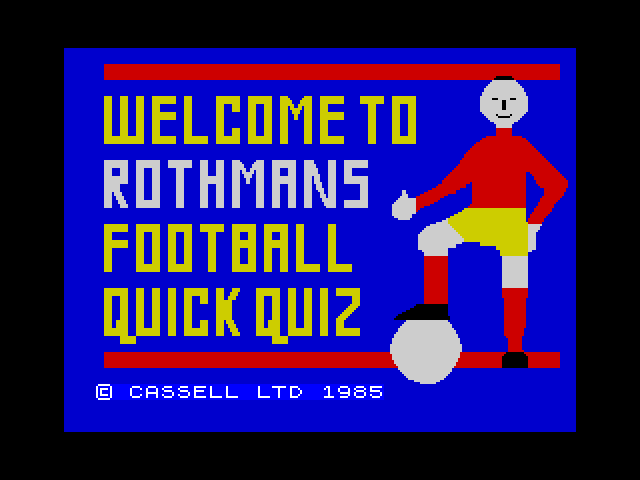 Rothmans Football Quick Quiz Volume 1 image, screenshot or loading screen