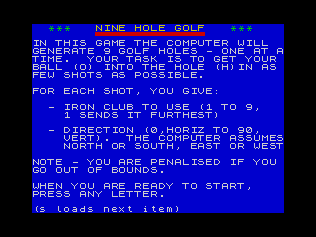 9-Hole Golf image, screenshot or loading screen