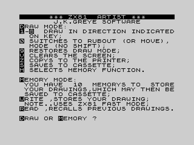 ZX81 Artist image, screenshot or loading screen