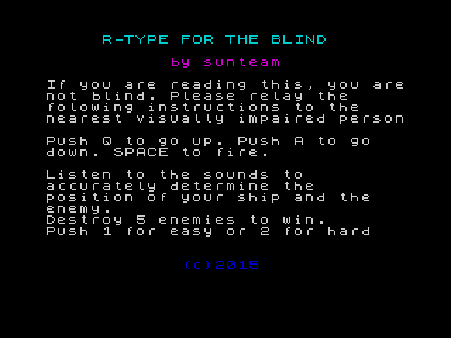 R-Type for the Blind image, screenshot or loading screen