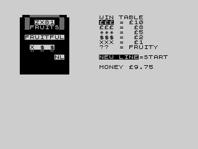 ZX81 Fruits image, screenshot or loading screen