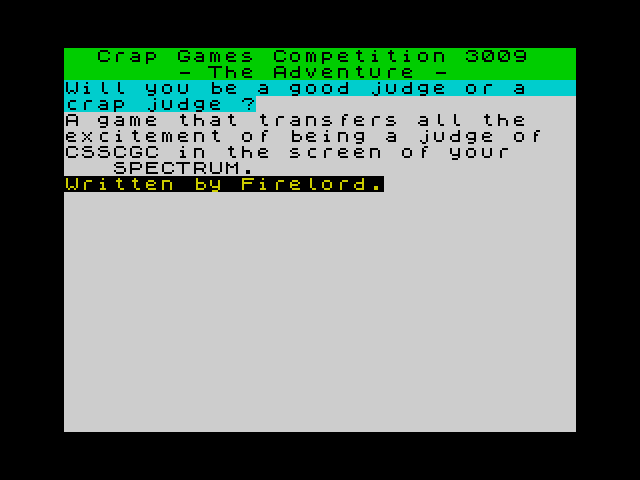 Crap Games Competition - The Adventure 3009 image, screenshot or loading screen