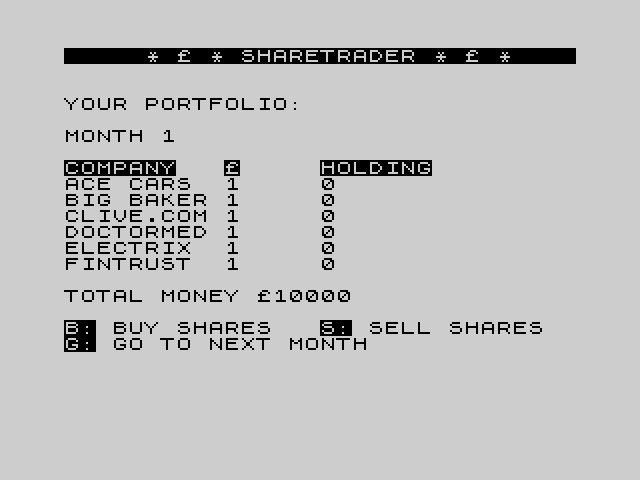 ZX81 Sharetrader image, screenshot or loading screen