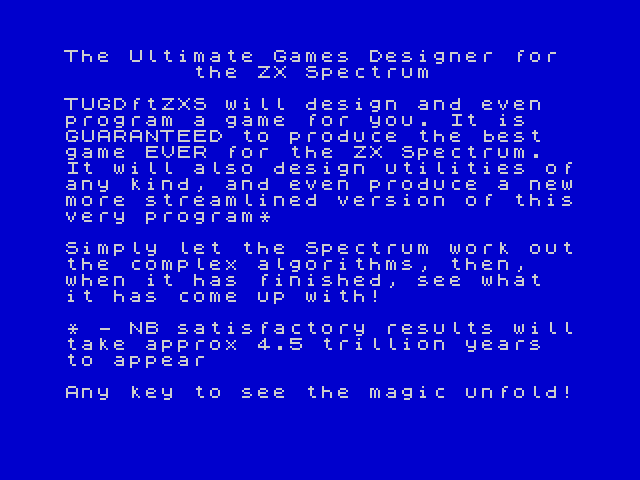 [CSSCGC] The Ultimate Games Designer for the ZX Spectrum image, screenshot or loading screen