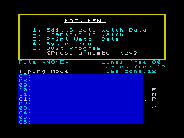 Seiko RC-1000 Wrist Terminal DATA Manager image, screenshot or loading screen