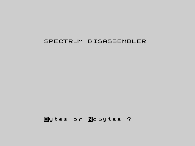 Spectrum Disassembler image, screenshot or loading screen