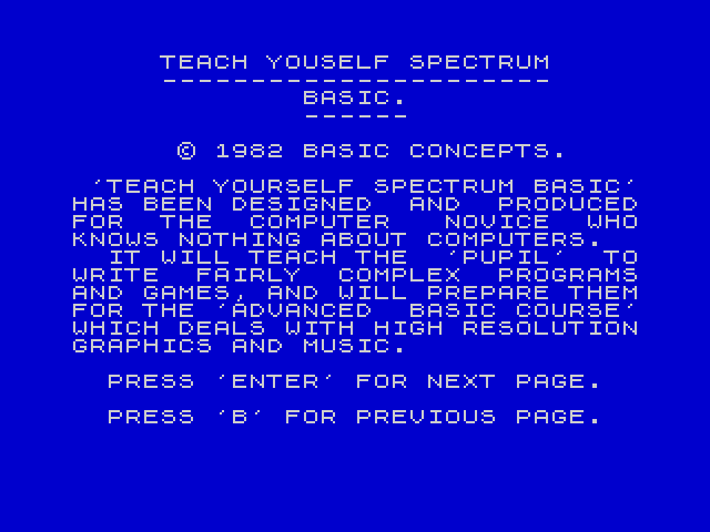 Teach Yourself Spectrum BASIC image, screenshot or loading screen